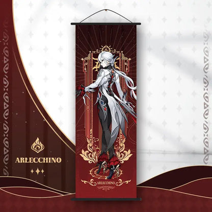 Vibrant genshin impact anime poster set gold ornate bedroom wall art