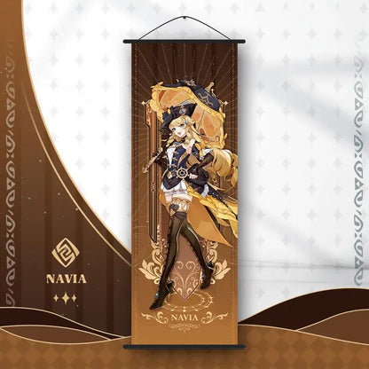 Vibrant genshin impact anime poster set gold ornate bedroom wall art