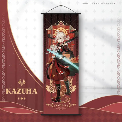 Vibrant genshin impact anime poster set gold ornate bedroom wall art