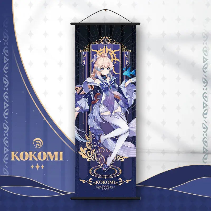 Vibrant genshin impact anime poster set gold ornate bedroom wall art
