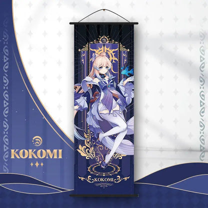 Vibrant genshin impact anime poster set gold ornate bedroom wall art