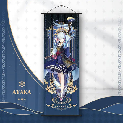Vibrant genshin impact anime poster set gold ornate bedroom wall art