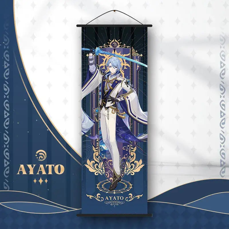 Vibrant genshin impact anime poster set gold ornate bedroom wall art