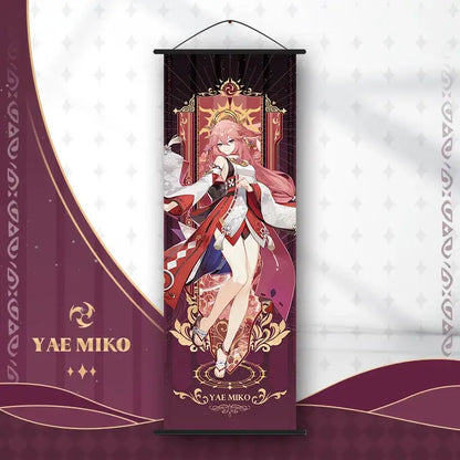 Vibrant genshin impact anime poster set gold ornate bedroom wall art