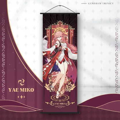 Vibrant genshin impact anime poster set gold ornate bedroom wall art
