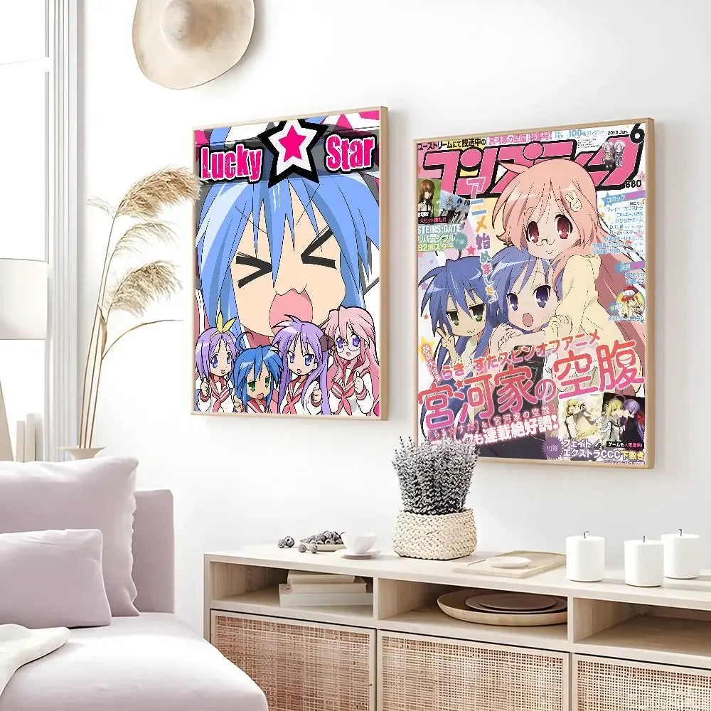 Lucky star anime girl poster waterproof bedroom wall decor