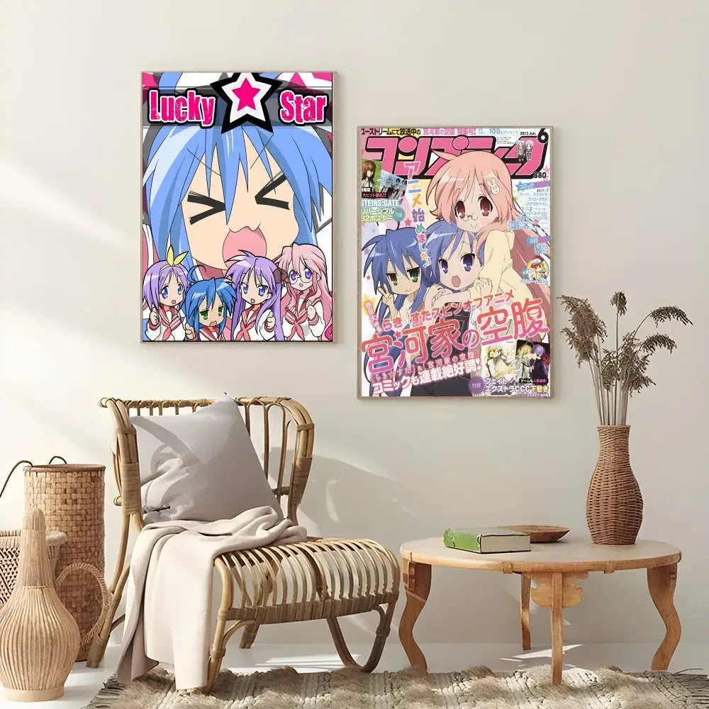 Lucky star anime girl poster waterproof bedroom wall decor