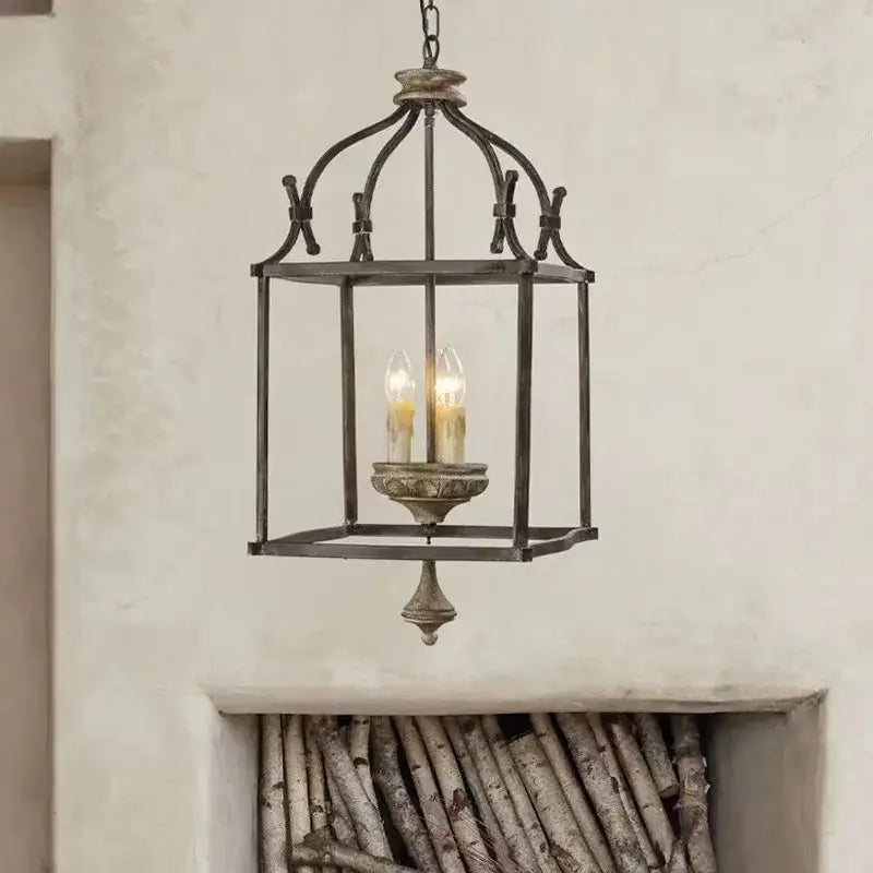 Antique american iron e14 chandelier for dining room lantern light