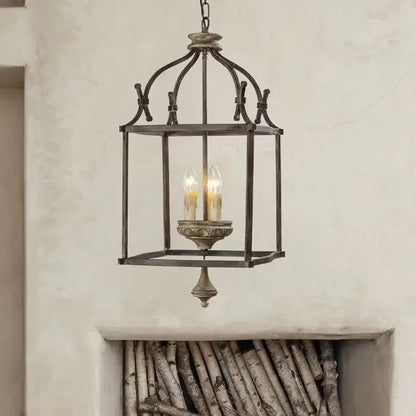 Antique american iron e14 chandelier for dining room lantern light