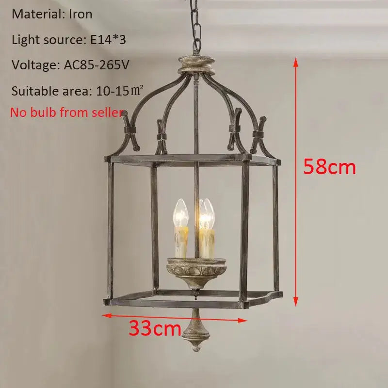 Antique american iron e14 chandelier for dining room lantern light