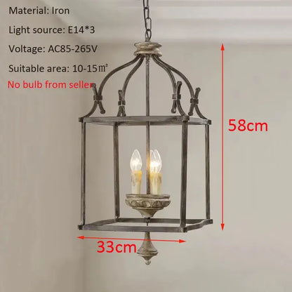 Antique american iron e14 chandelier for dining room lantern light