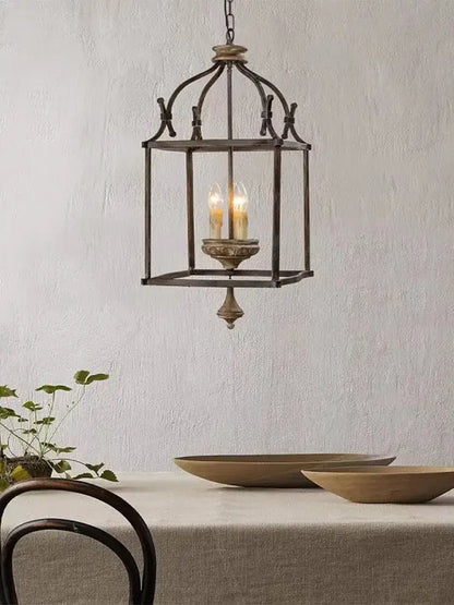Antique american iron e14 chandelier for dining room lantern light