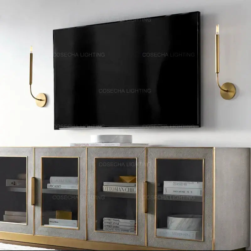 Antique art deco gold mirror lights wall lamps for living room