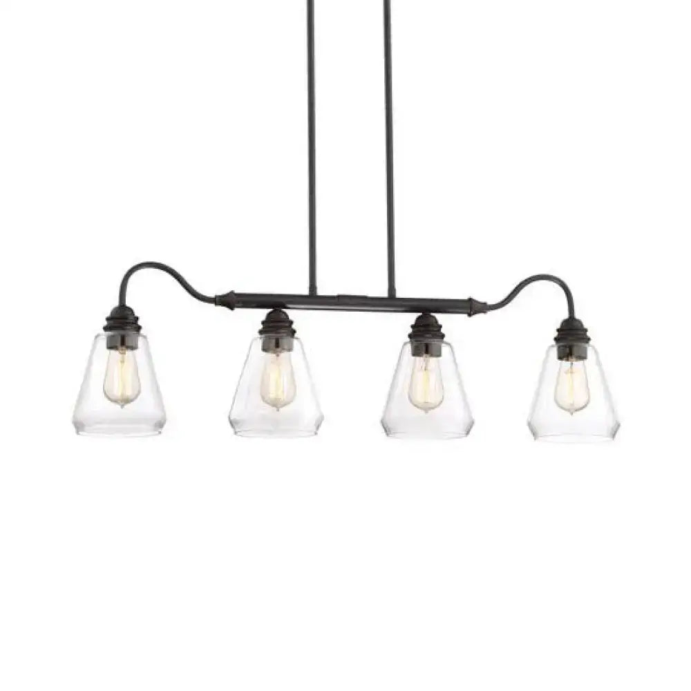 Antique black 4-light clear glass chandelier dining room pendant