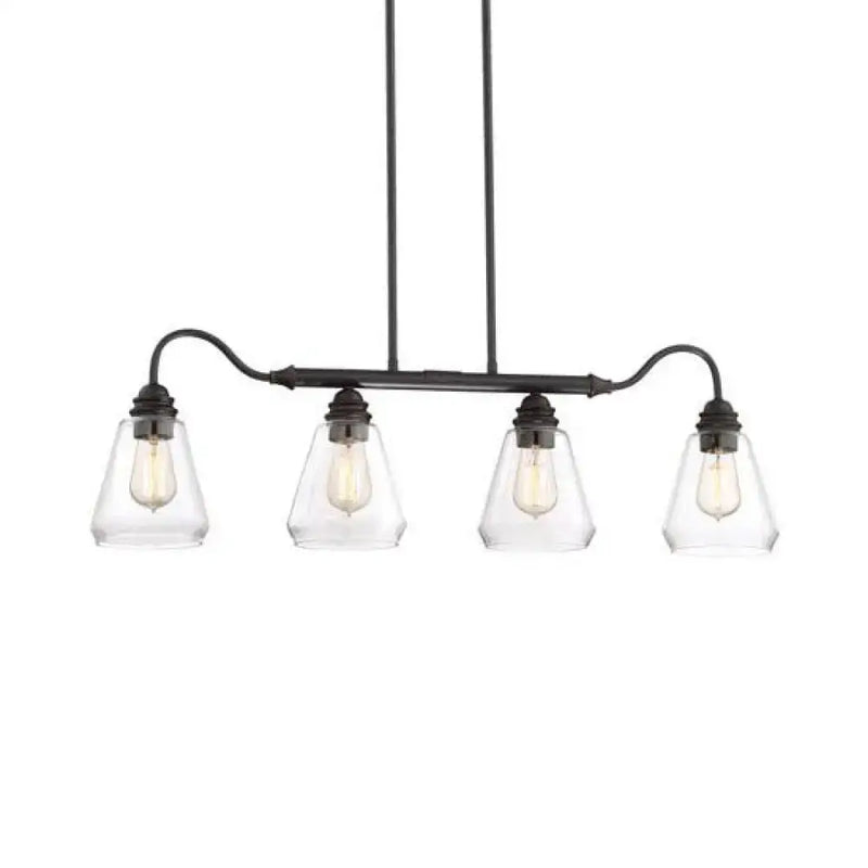 Antique black 4-light clear glass chandelier dining room pendant