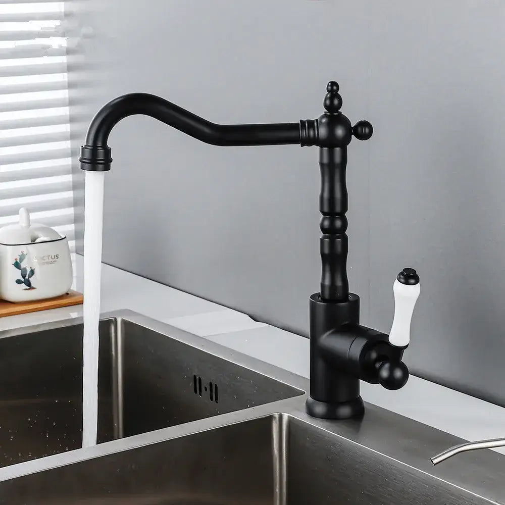 Antique black and white ceramic kitchen faucet single lever tap