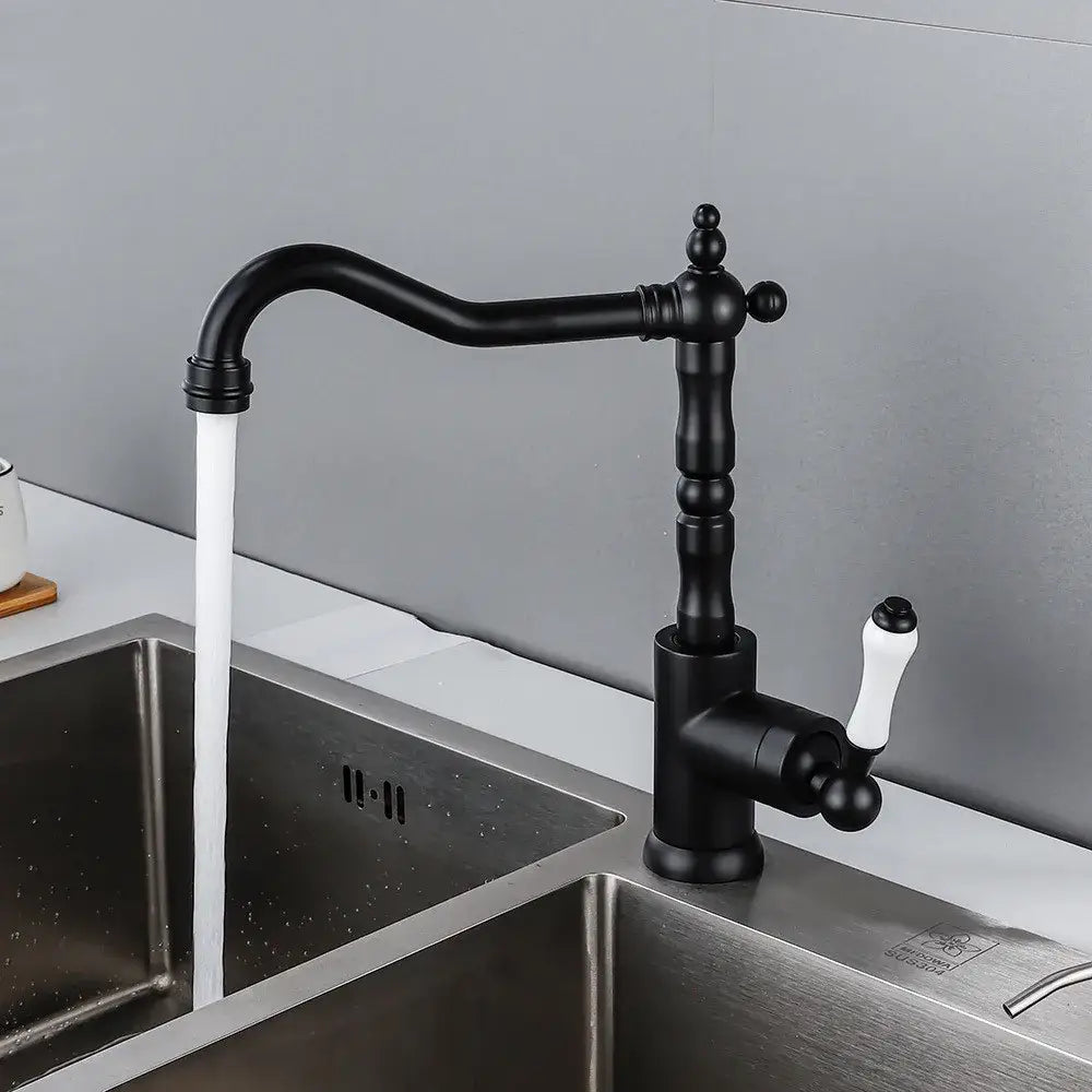 Antique black and white ceramic kitchen faucet single lever tap