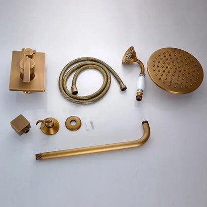 Antique black brass bathroom rain shower system with handheld sprayer