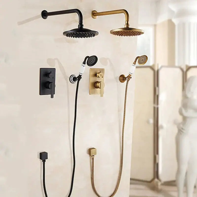 Antique black brass bathroom rain shower system with handheld sprayer
