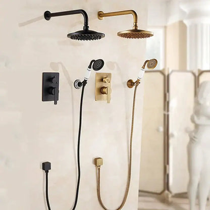 Antique black brass bathroom rain shower system with handheld sprayer