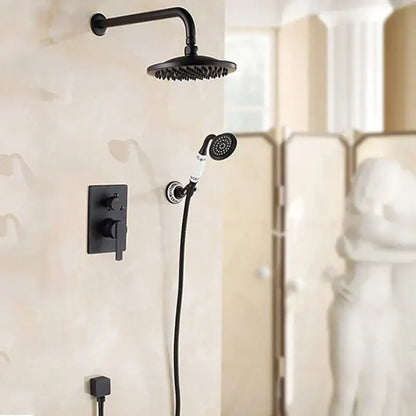 Antique black brass bathroom rain shower system with handheld sprayer
