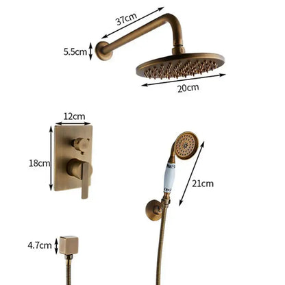 Antique black brass bathroom rain shower system with handheld sprayer