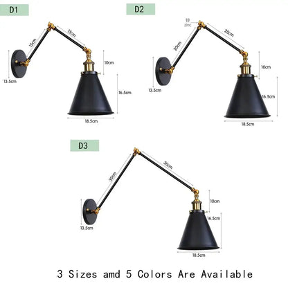 Antique black & copper adjustable wall lamp sconce bedroom light