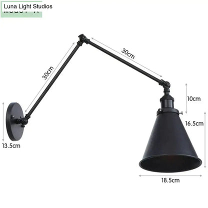 Antique black & copper adjustable wall lamp sconce bedroom light
