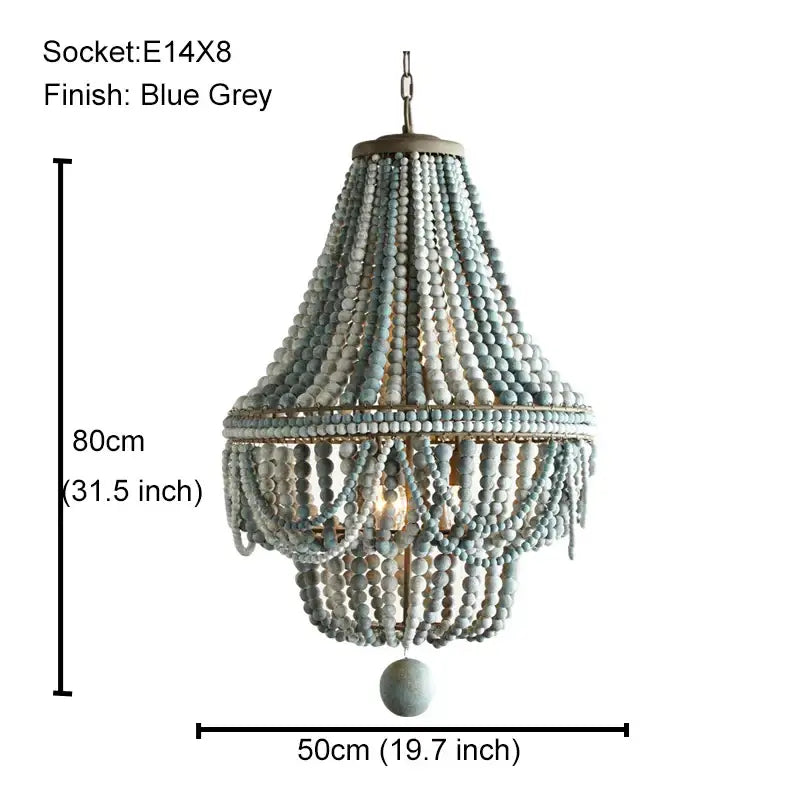 Antique black wood beaded pendant chandelier for dining room