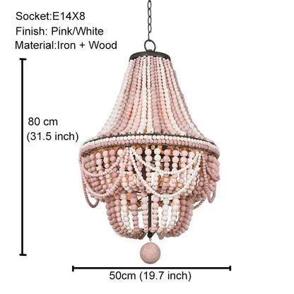 Antique black wood beaded pendant chandelier for dining room