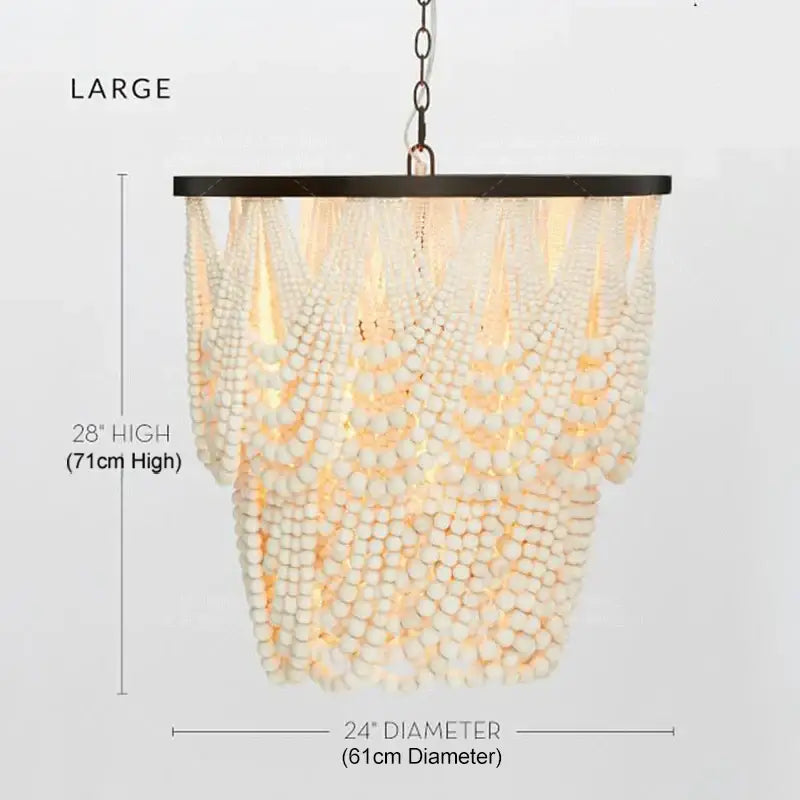 Antique black wood beaded pendant chandelier for dining room
