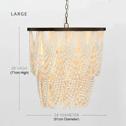 Antique black wood beaded pendant chandelier for dining room