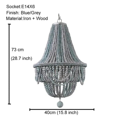 Antique black wood beaded pendant chandelier for dining room