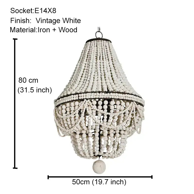 Antique black wood beaded pendant chandelier for dining room