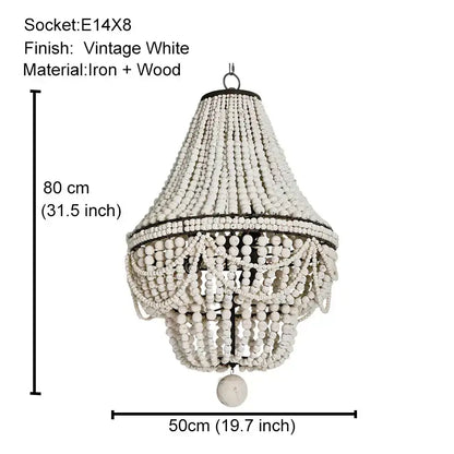 Antique black wood beaded pendant chandelier for dining room