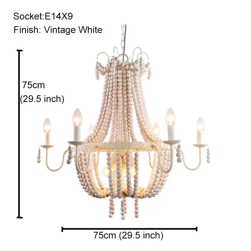 Antique black wood beaded pendant chandelier for dining room