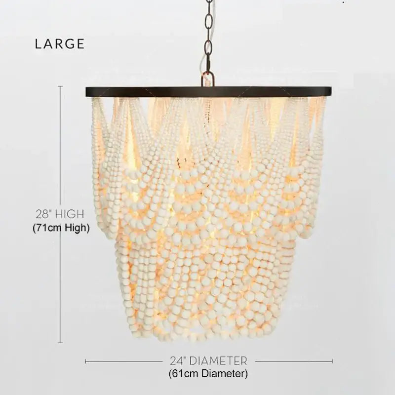 Antique black wood beaded pendant chandelier for dining room