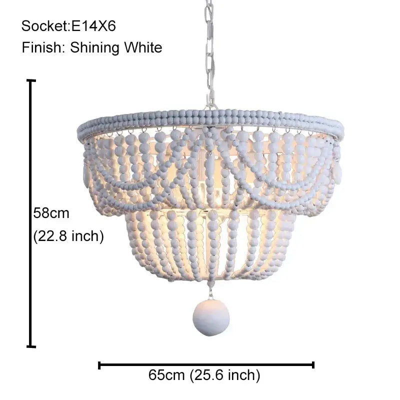 Antique black wood beaded pendant chandelier for dining room