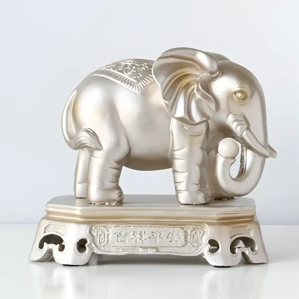 Antique blue elephant couple resin statue for living room decor
