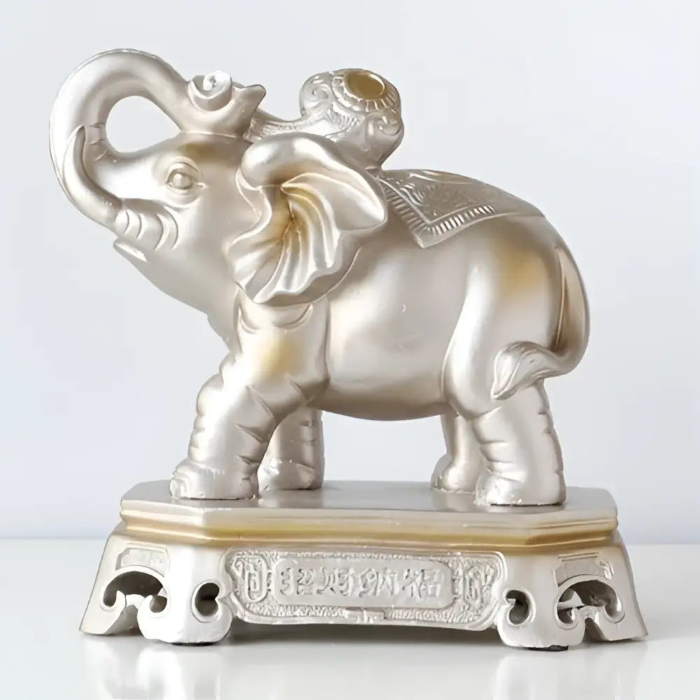 Antique blue elephant couple resin statue for living room decor
