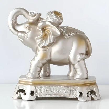 Antique blue elephant couple resin statue for living room decor