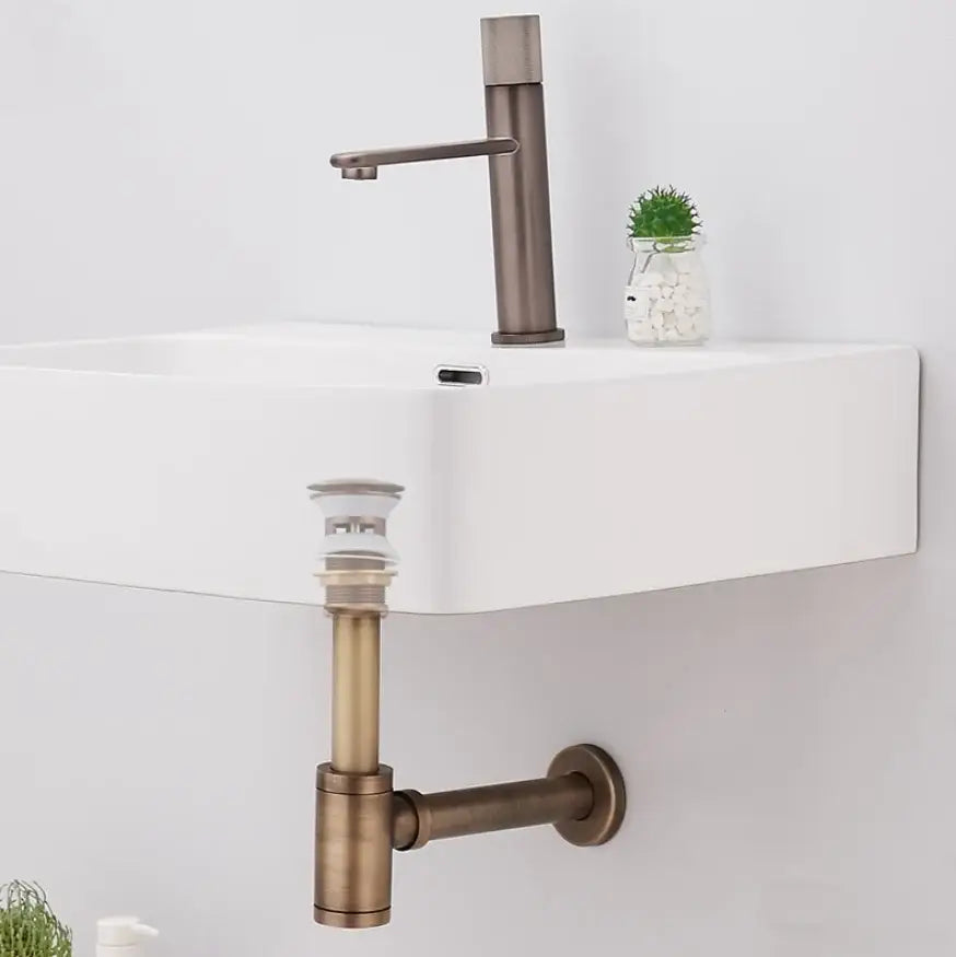 Antique brass air isolation drain pipe bathroom sink threaded connection