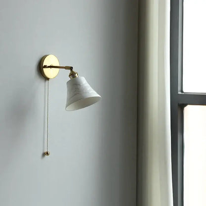 Antique brass and amber glass adjustable wall light bedroom sconce