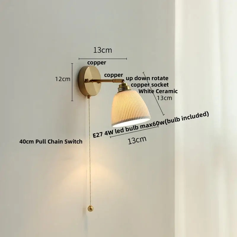 Antique brass and amber glass adjustable wall light bedroom sconce
