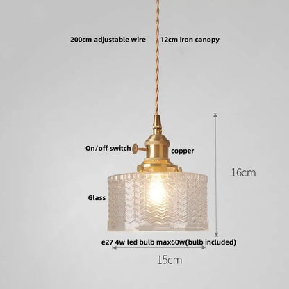 Antique brass and amber glass led hanging lamp stair pendant light