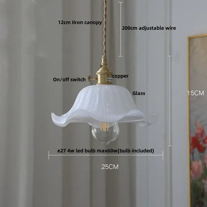 Antique brass and amber glass led hanging lamp stair pendant light