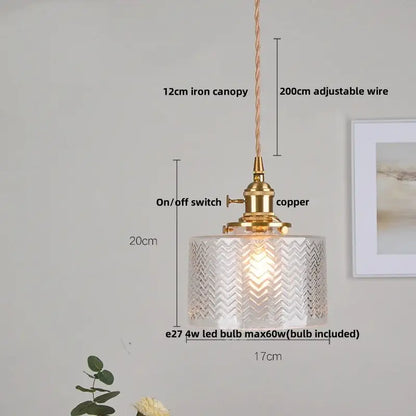 Antique brass and amber glass led hanging lamp stair pendant light
