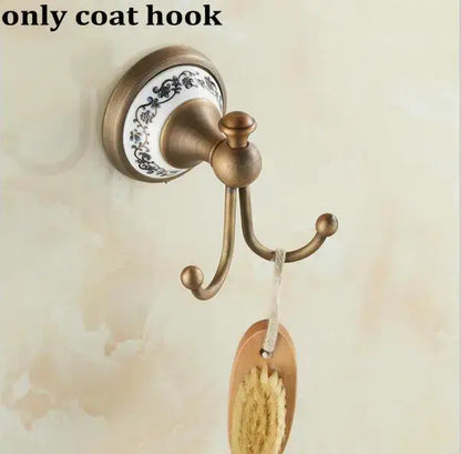 Antique brass and ceramic bathroom accessories set – bathroom