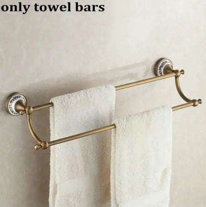 Antique brass and ceramic bathroom accessories set – bathroom
