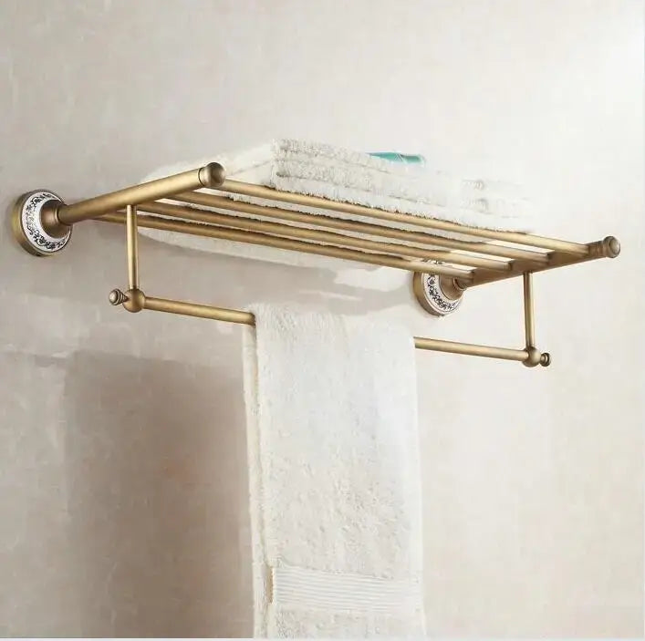Antique brass and ceramic bathroom accessories set – bathroom